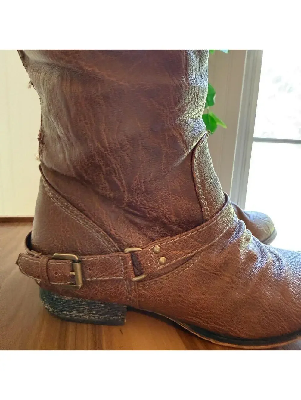 Breckelle’s Outlaw-81 Brown Red Zip Knee High Riding Boots
